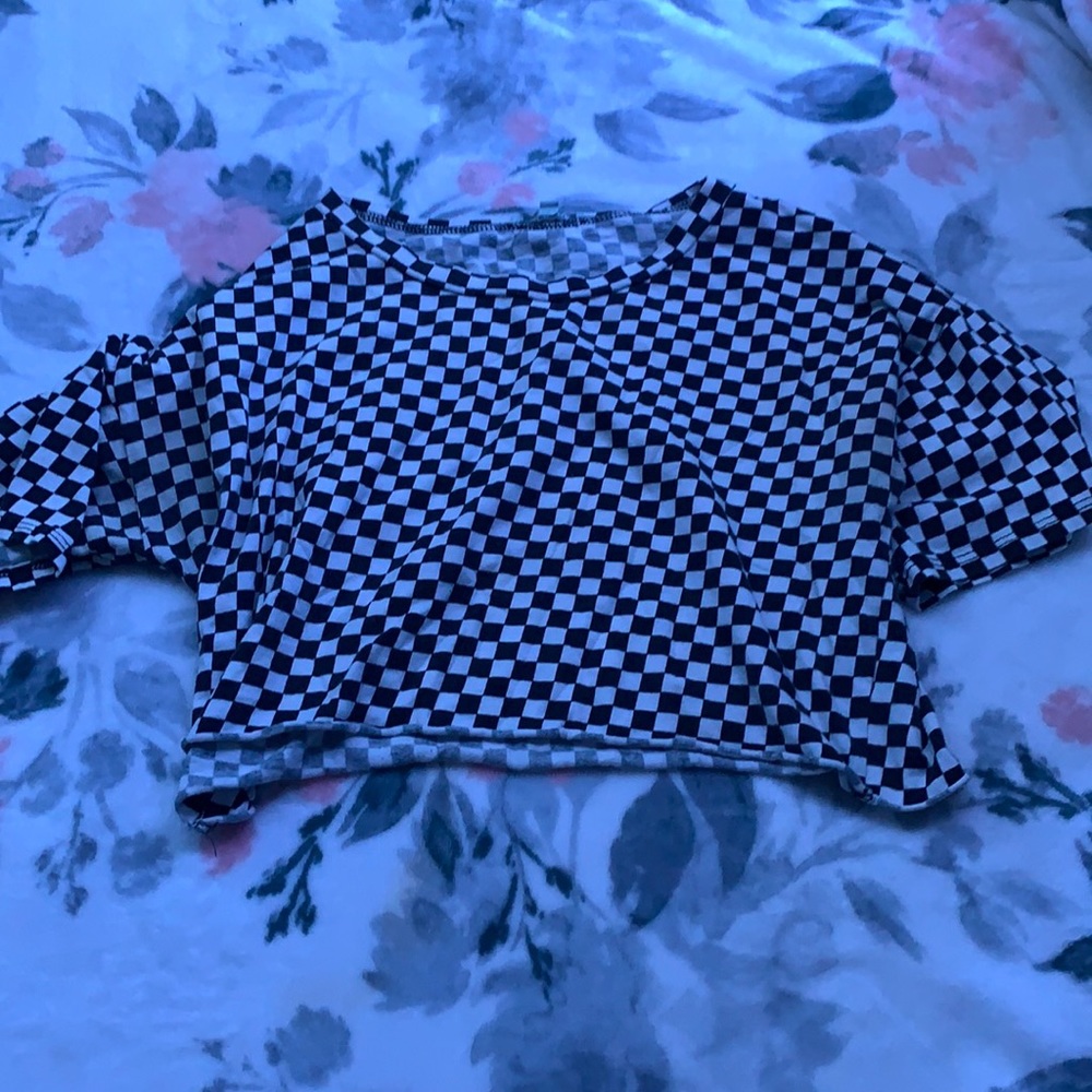 checkered crop top size Medium